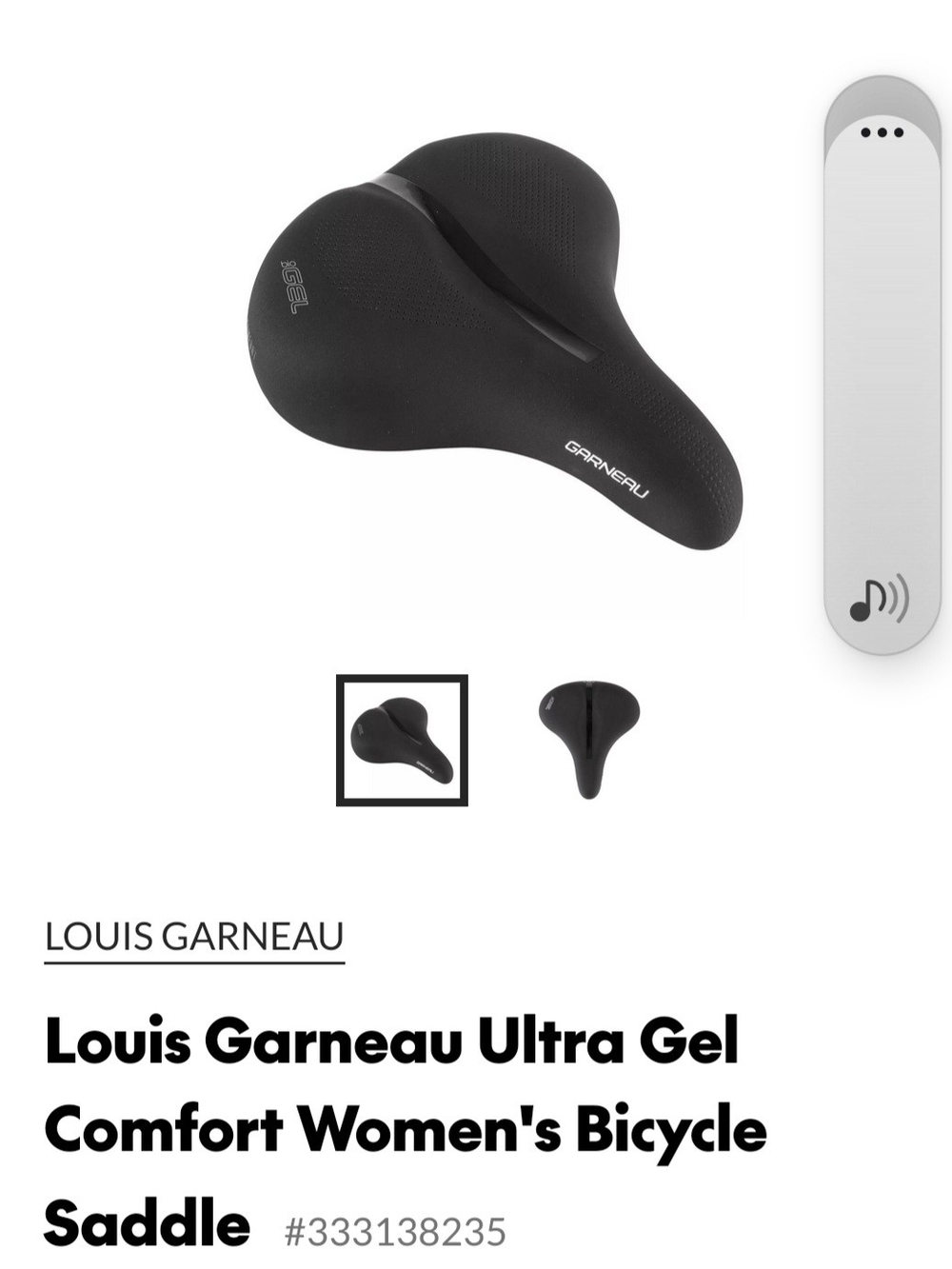 NWT Louis Garneau Ultra Gel Comfort Women's Bicycle Saddle - Black
